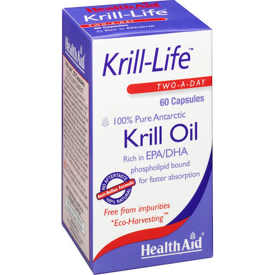 Health Aid Krill Life Two A Day Krill Oil Geschikt voor Kinderen 60 caps Niet-gearomatiseerd
