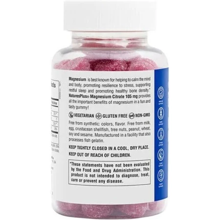 Nature's Plus Magnesiumcitrat 105mg 75 Gummibärchen Himbeergeschmack