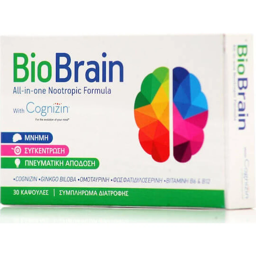 BioAxess Bio Brain Con Cognizin Suplemento para la Memoria 30 cáps.