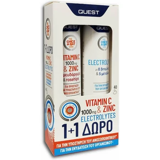 Quest Quest Vitamina C 1000mg & Zinc + Electrolitos Multivitamínico Vitamina C 1000mg & Zinc + Electrolitos para reforzar el sistema inmunitario