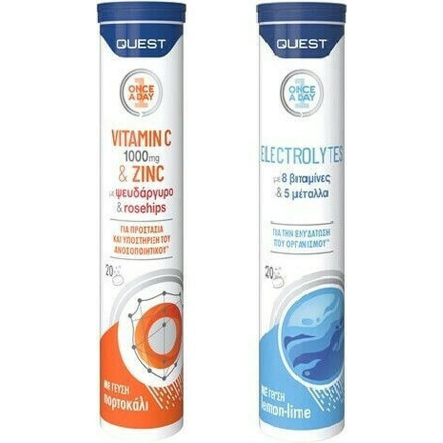 Quest Quest Vitamina C 1000mg & Zinc + Electrolitos Multivitamínico Vitamina C 1000mg & Zinc + Electrolitos para reforzar el sistema inmunitario