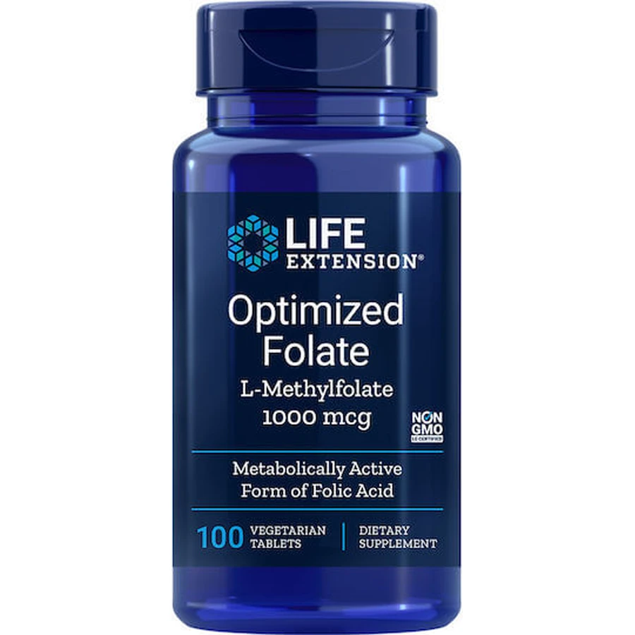 Life Extension Geoptimaliseerd foliumzuur L-Methylfolaat 1700mcg DFE Voedingssupplement Speciaal 100 tabbladen