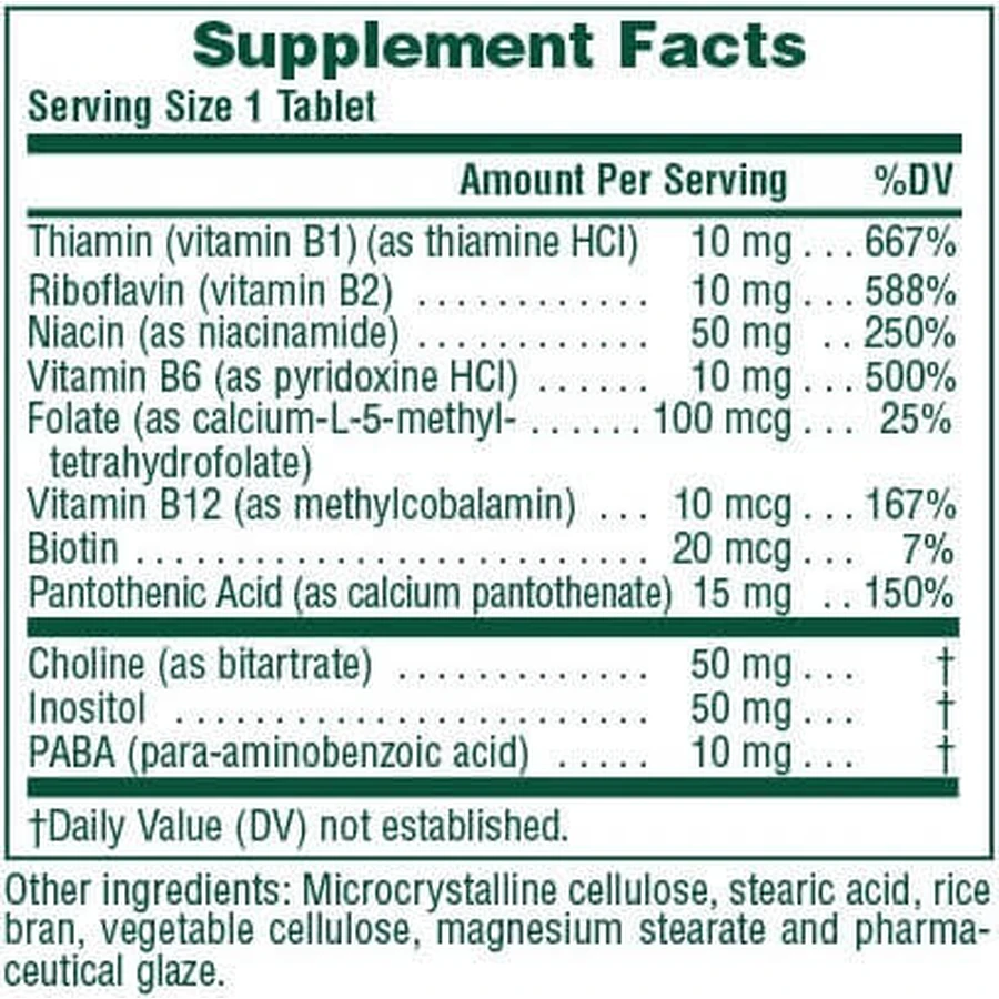 Nature's Plus Energy Support B-complex met rijstzemelen vitamine voor energie, immuunsysteem en versterking van het zenuwstelsel 90 tabletten