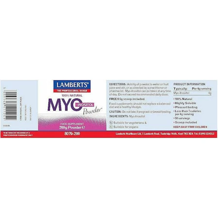 Lamberts Myo Inositol Pulver Nahrungsergänzungsmittel Spezial 200gr