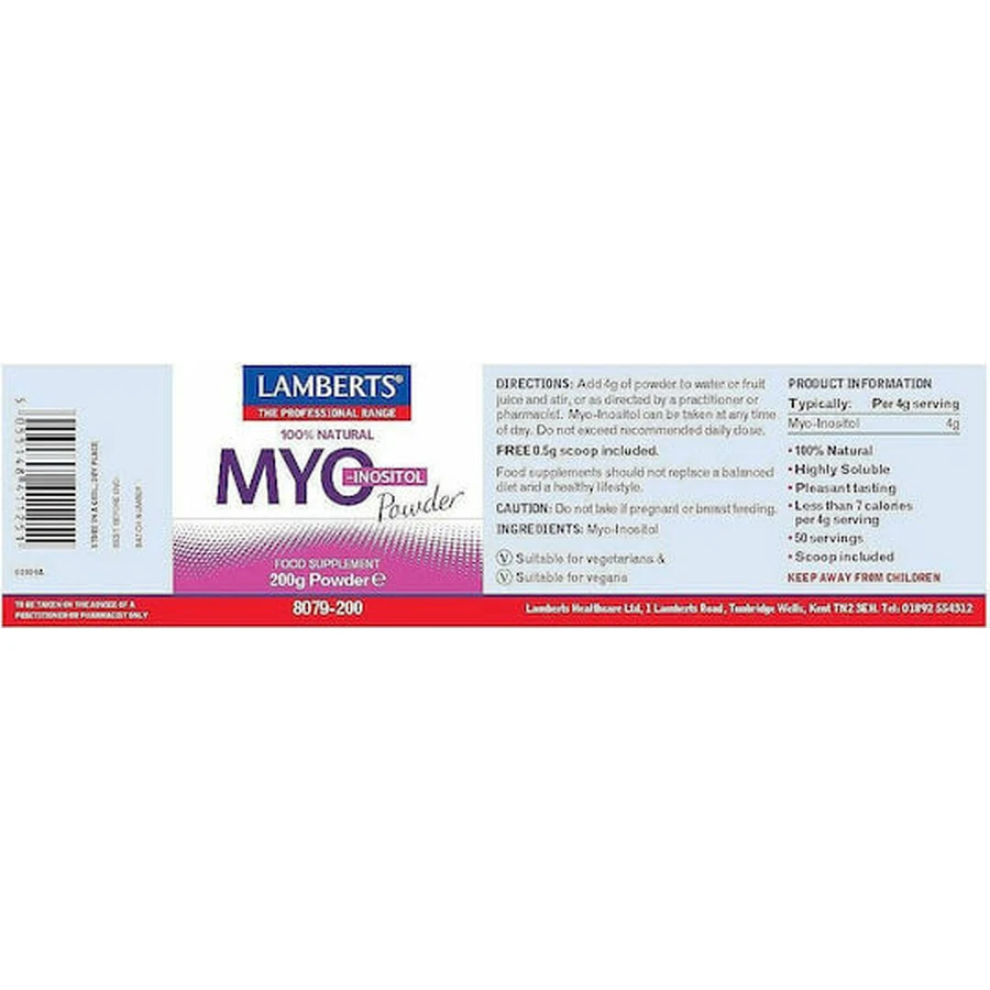 Lamberts Myo Inositol Pulver Nahrungsergänzungsmittel Spezial 200gr