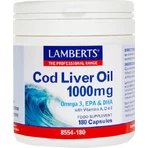 Lamberts Cod Liver Oil Huile de foie de morue 1000mg 180 caps Unflavoured