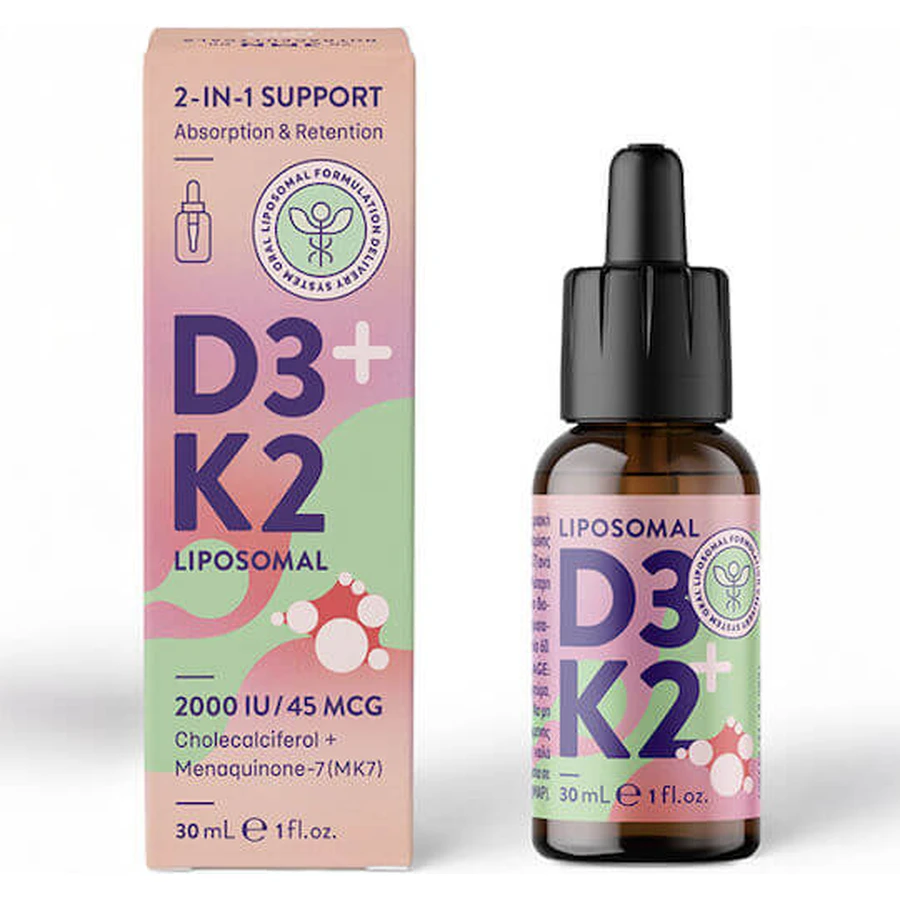 JMN D3+K2 Liposomal Vitamin for Immune System Strengthening & Egg Health 2000iu 45mcg 30ml