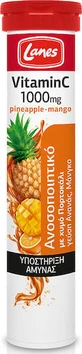 Lanes Vitamin C Eff Vitamin for Strengthening Immune System, Skin & Antioxidant Action 1000mg Pineapple Mango 20 tabs eff