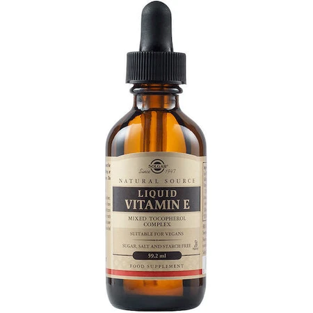Solgar Natural Líquido Vitamina E Complejo Mixto Tocoferol con Aceite de Germen de Trigo Vitamina para la Piel y Acción Antioxidante 2000iu 59.2ml