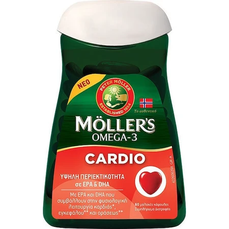 Moller's Omega-3 Cardio Cod Liver and Fish Oil 60 softgels Unflavoured