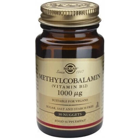 Solgar Methylcobalamin Vitamin B12 Vitamin für die Gesundheit des Nervensystems 1000mcg 30 sublinguale Tabletten