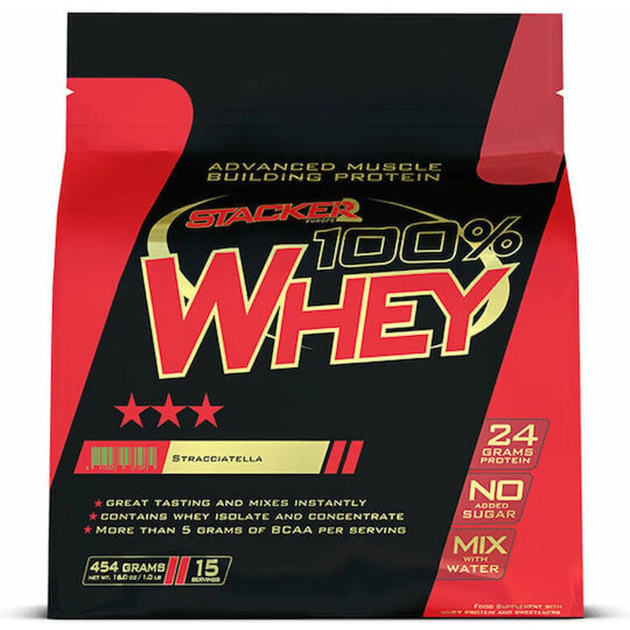 Stacker 2 Whey 100% protéines de lactosérum avec arôme Stracciatella 454gr