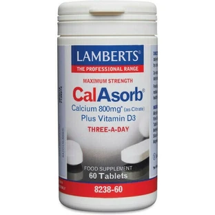 Lamberts Maximum Concentration CalAsorb Calcium (sous forme de Citrate) Plus Vitamine D3 800mg 60 Comprimés