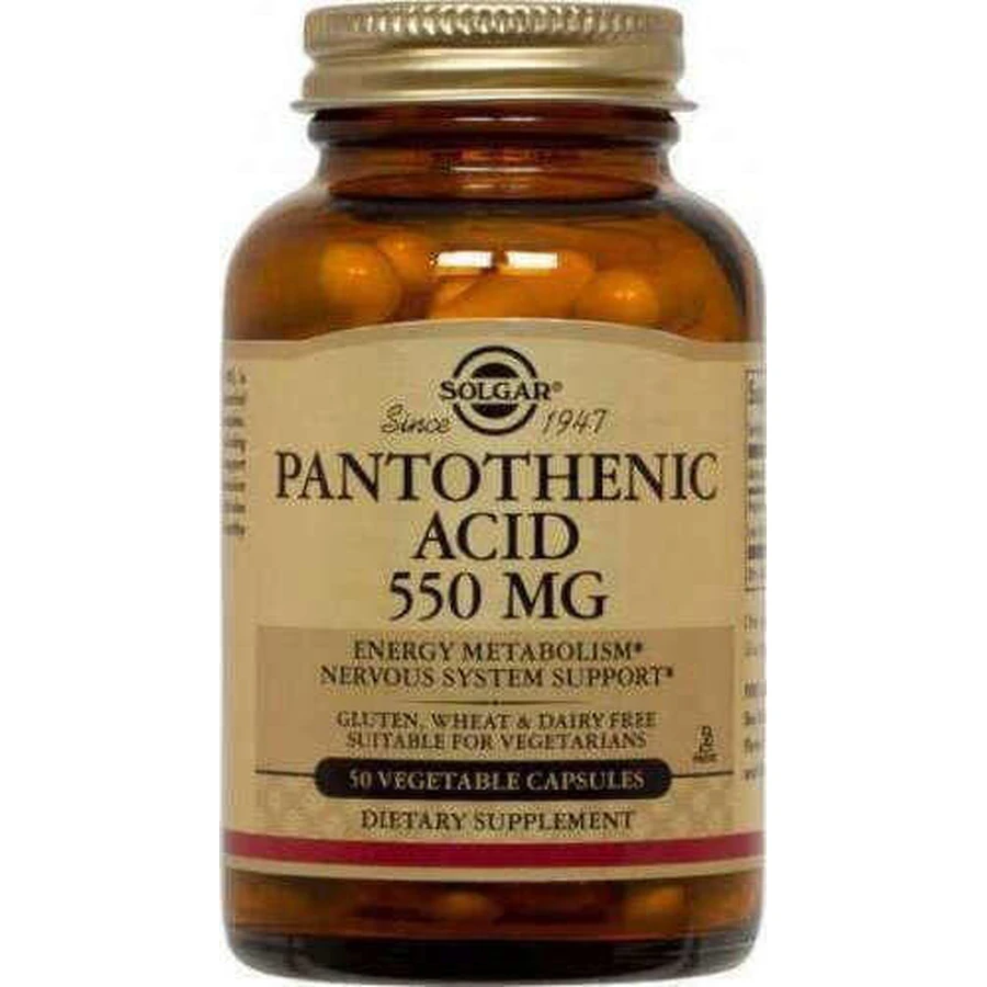 Solgar Pantotheenzuur Vitamine voor de gezondheid van het zenuwstelsel 550mg 50 plantaardige capsules