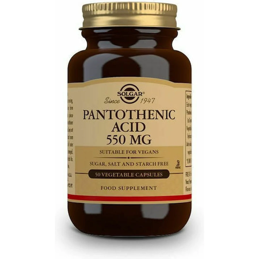 Solgar Pantotheenzuur Vitamine voor de gezondheid van het zenuwstelsel 550mg 50 plantaardige capsules