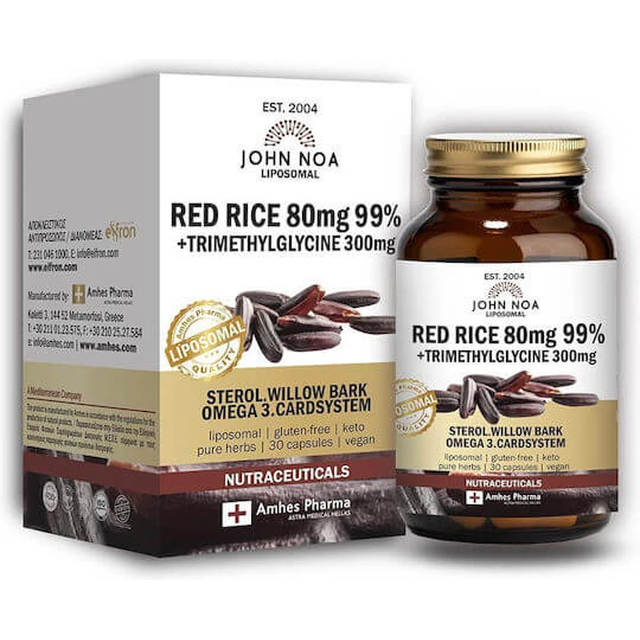 John Noa Liposomal Arroz Rojo 80mg Complemento Alimenticio Especial 30 cápsulas vegetales