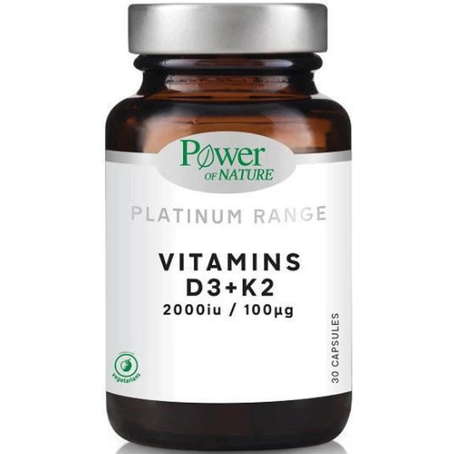 Power Of Nature Platinum Range Platinum D3+K2 Immune Strengthening & Egg Health Vitamin 2000iu 30 caps