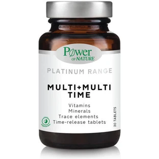 Power Of Nature Platinum Range Multi+Multi Time Multivitamine voor energie en versterking van het immuunsysteem 30 tabletten