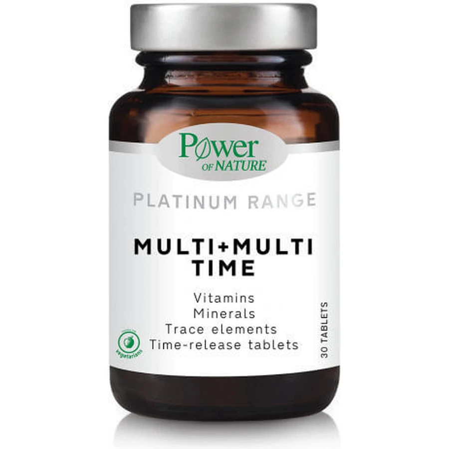 Power Of Nature Platinum Range Multi+Multi Time Multivitamine voor energie en versterking van het immuunsysteem 30 tabletten