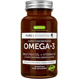 iGennus Pure Essentials Aceite de pescado salvaje superconcentrado Omega 3 y vitamina D3 893 mg 60 cáps. sin sabor