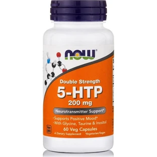 Now Foods 5-HTP Double Strength 60 Cápsulas de hierbas sin sabor