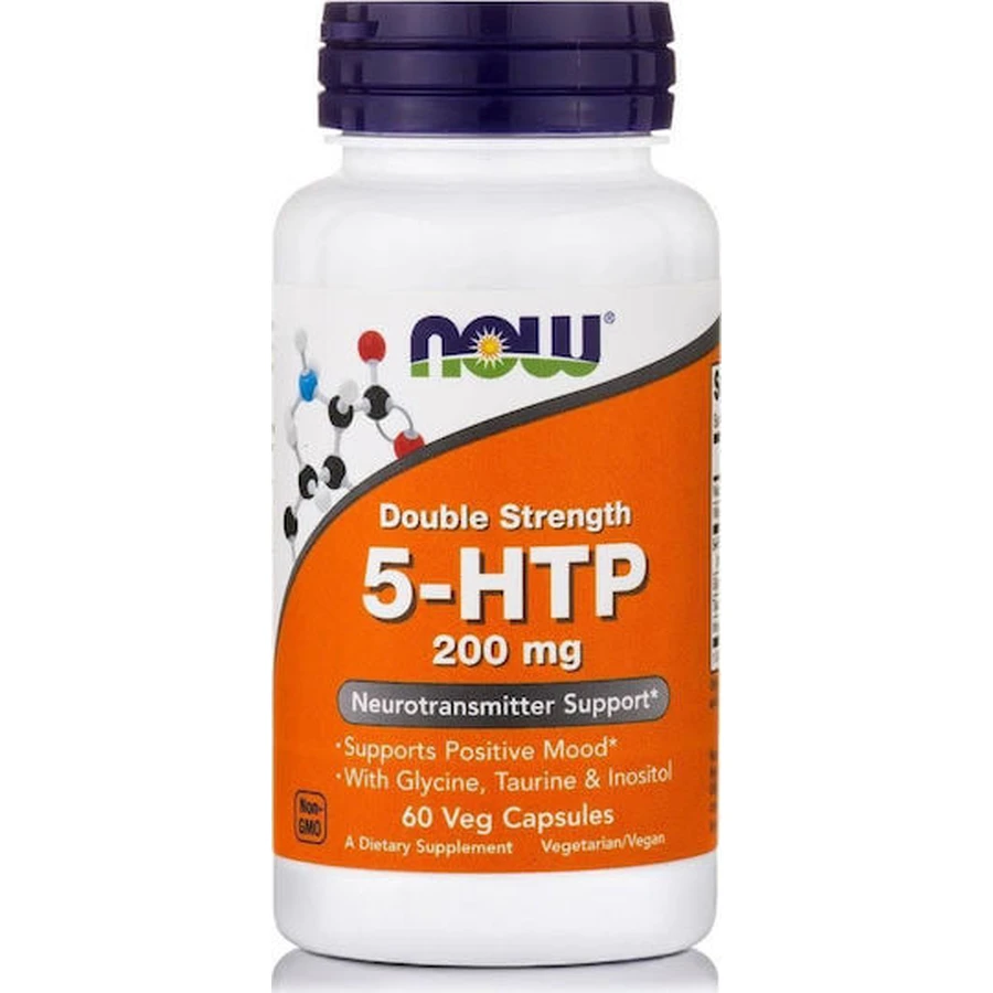 Now Foods 5-HTP Double Strength 60 Cápsulas de hierbas sin sabor