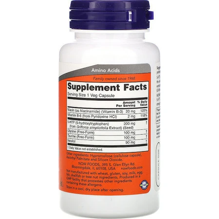Now Foods 5-HTP Double Strength 60 Cápsulas de hierbas sin sabor
