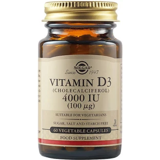 Solgar Vitamin D3 Vitamin for Immune System Strengthening & Egg Health 4000iu 60 veget capsules