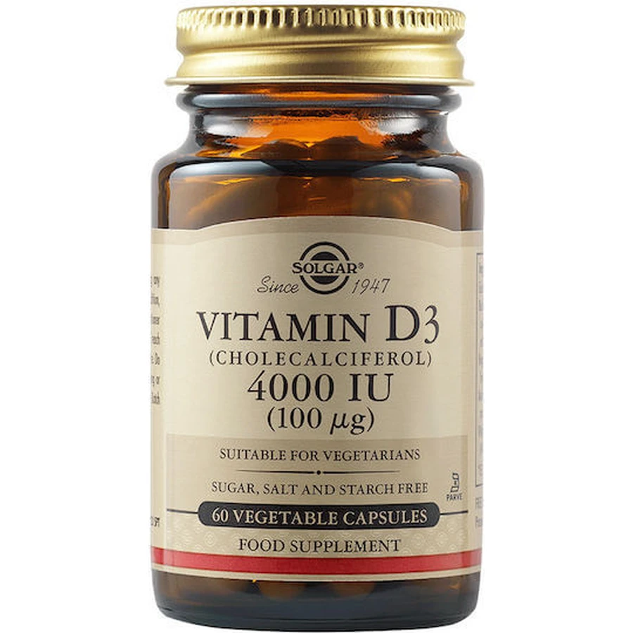 Solgar Vitamin D3 Vitamin for Immune System Strengthening & Egg Health 4000iu 60 veget capsules