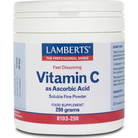 Lamberts Vitamine C als Ascorbinezuur Vitamine voor Versterking van Immuunsysteem, Huid & Antioxidantwerking 500mg 250gr