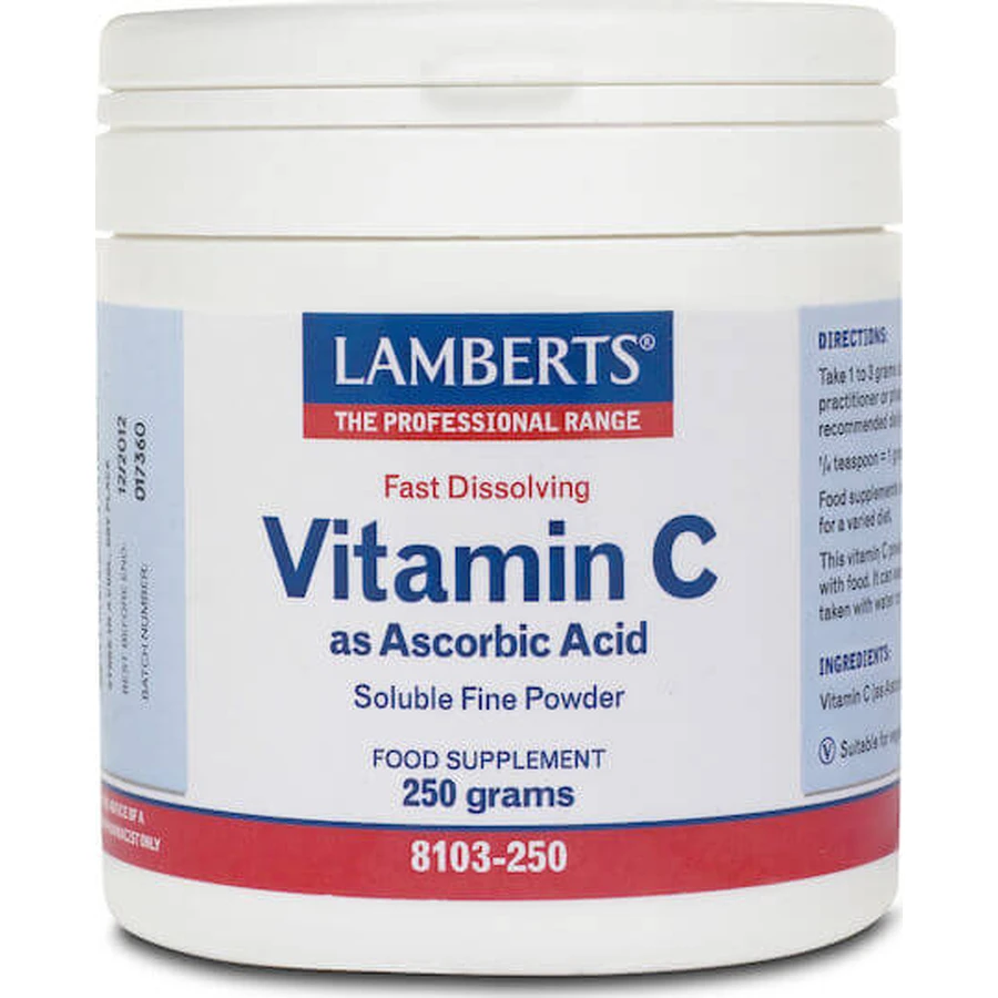 Lamberts Vitamine C als Ascorbinezuur Vitamine voor Versterking van Immuunsysteem, Huid & Antioxidantwerking 500mg 250gr