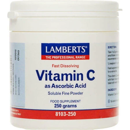 Lamberts Vitamine C als Ascorbinezuur Vitamine voor Versterking van Immuunsysteem, Huid & Antioxidantwerking 500mg 250gr
