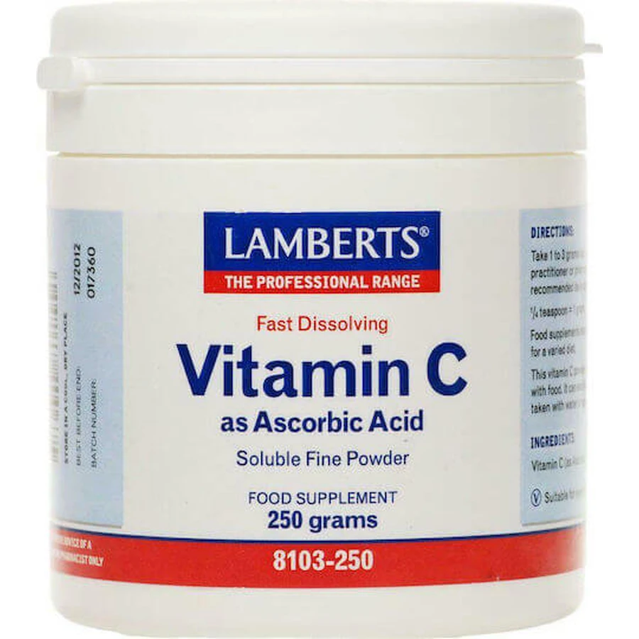 Lamberts Vitamine C als Ascorbinezuur Vitamine voor Versterking van Immuunsysteem, Huid & Antioxidantwerking 500mg 250gr