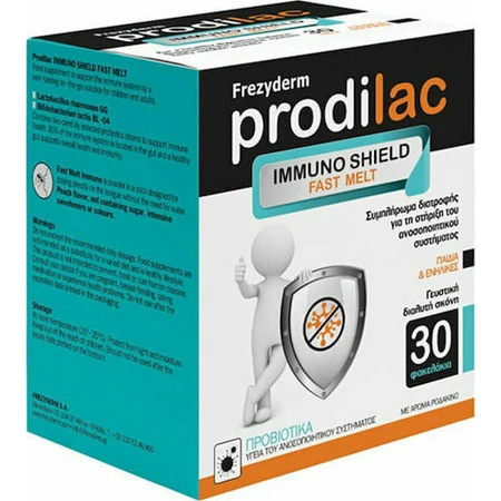 Frezyderm Prodilac Prodilac Immuno Shield Fast Melt Probiotiques pour adultes et enfants 30 sachets Peach