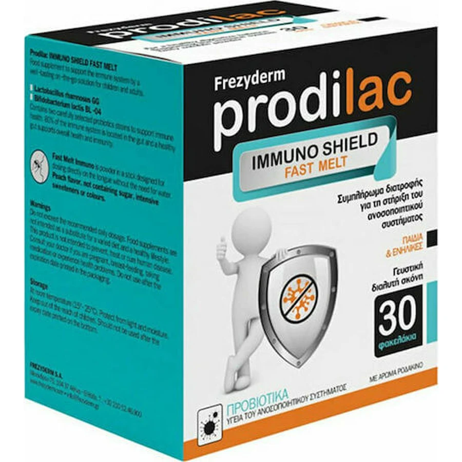 Frezyderm Prodilac Prodilac Immuno Shield Fast Melt Probiotiques pour adultes et enfants 30 sachets Peach