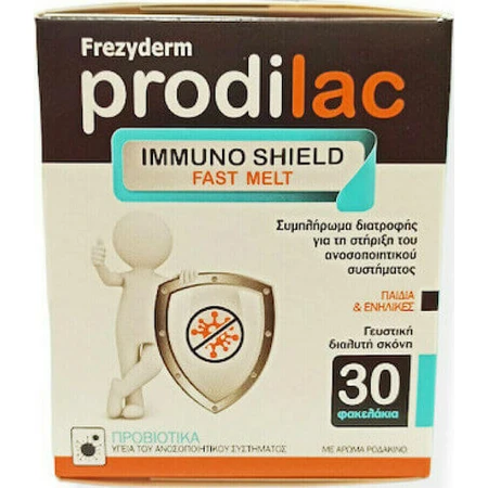 Frezyderm Prodilac Prodilac Immuno Shield Fast Melt Probiotiques pour adultes et enfants 30 sachets Peach