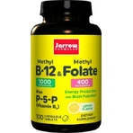 Jarrow Formulas Methyl B-12 & Methyl Folate Vitamina para la salud del sistema nervioso 1000mcg Limón 100 comprimidos masticables