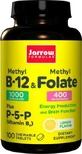 Jarrow Formulas Methyl B-12 & Methyl Folate Vitamin for Nervous System Health 1000mcg Lemon 100 chewable tablets