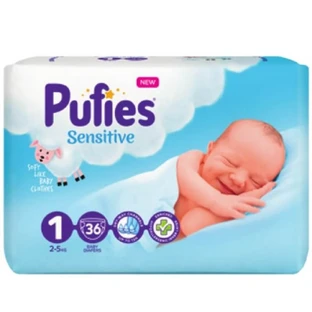 Diaper Baby Sensitive No. 1, 2-5 kg, 36 pieces, Pufies