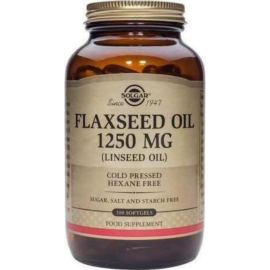 Solgar Lijnzaadolie (Lijnzaadolie) 1250mg 100 softgels Niet-gearomatiseerd