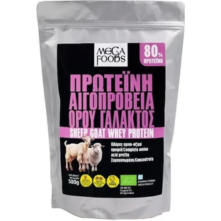 Mega Foods Białko Serwatkowe z Mleka Koziego i Owczego Organiczne Białko Serwatkowe o Naturalnym Smaku 100gr