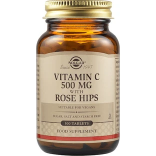 Solgar Vitamine C met Rozenbottels Vitamine voor ondersteuning van het immuunsysteem, de huid en antioxidanten 500mg 100 tabletten