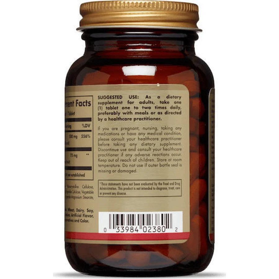 Solgar Vitamine C met Rozenbottels Vitamine voor ondersteuning van het immuunsysteem, de huid en antioxidanten 500mg 100 tabletten