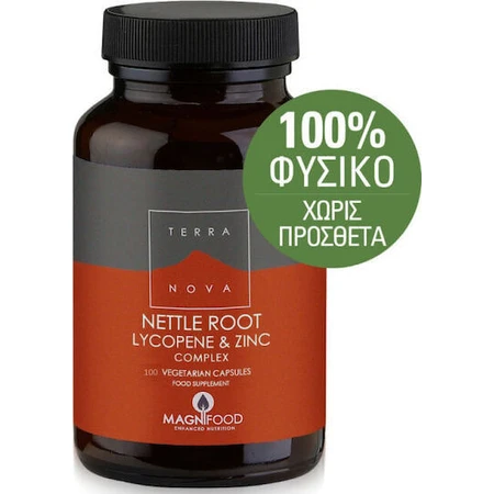 TerraNova Raíz de Ortiga, Licopeno y Complejo de Zinc Suplemento Dietético Especial 100 cápsulas vegetales
