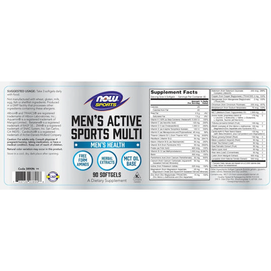 Now Foods Men's Active Sports Multi 90 capsule moi