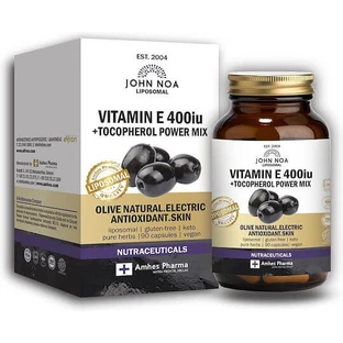 John Noa Liposomal Vitamin E Liposomal Vitamin for Skin & Antioxidant Action 400iu 90 veget capsules