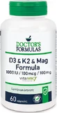Doctor's Formulas D3 & K2 & Mag Vitamin Formula for Immune System Strengthening & Egg Health 60 caps