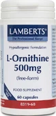 Lamberts L-Ornithine 500mg 60 Capsules Unflavoured