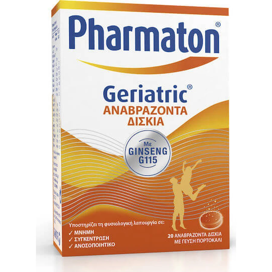 Pharmaton Geriatric with Ginseng G115 Multivitamin for Energy & Antioxidant Action Orange 20 tabs eff