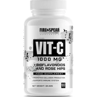 Fire & Spear Vit C Vitamina para la energía, el sistema inmunitario y el fortalecimiento de la piel 1000mg adecuada para adultos mayores de 50 años 60 Comprimidos